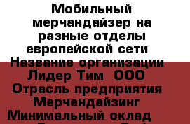 Мобильный мерчандайзер на разные отделы европейской сети › Название организации ­ Лидер Тим, ООО › Отрасль предприятия ­ Мерчендайзинг › Минимальный оклад ­ 27 800 - Все города Работа » Вакансии   . Мордовия респ.